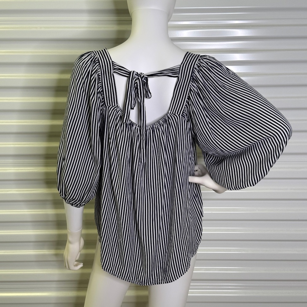 Andree By Unit Wm L Blk/Wht Striped Tie 3/4 Ballo… - image 3